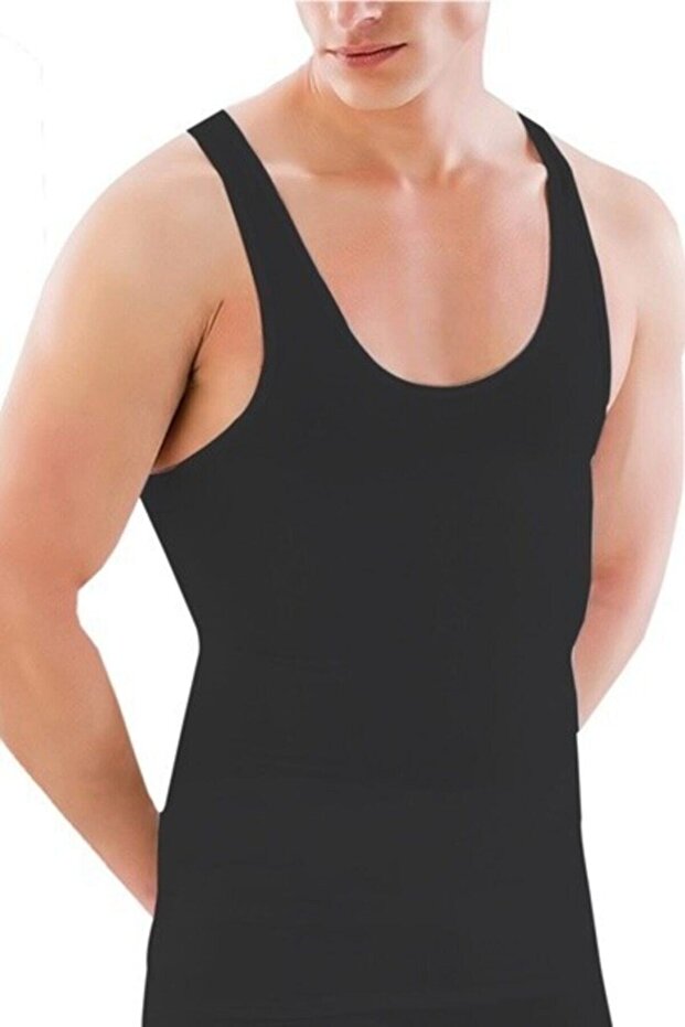 Men's Black U-Neck Undershirt 1002 - 1