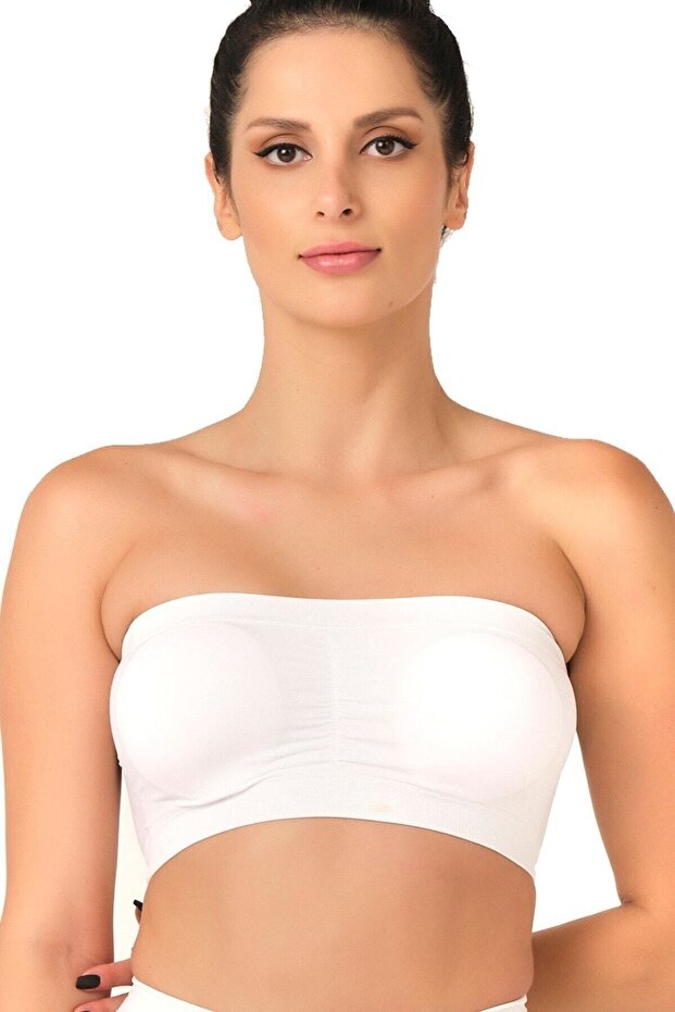 Seamless Strapless Padded Sports Bustier White New Season