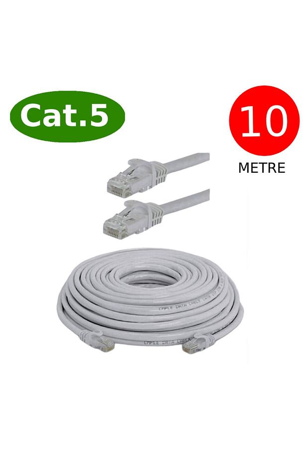 Cat5 Network Uyumlu  Ethernet Internet Kablosu Rj45 - Rj45 10 Metre Patch Kablo - 1
