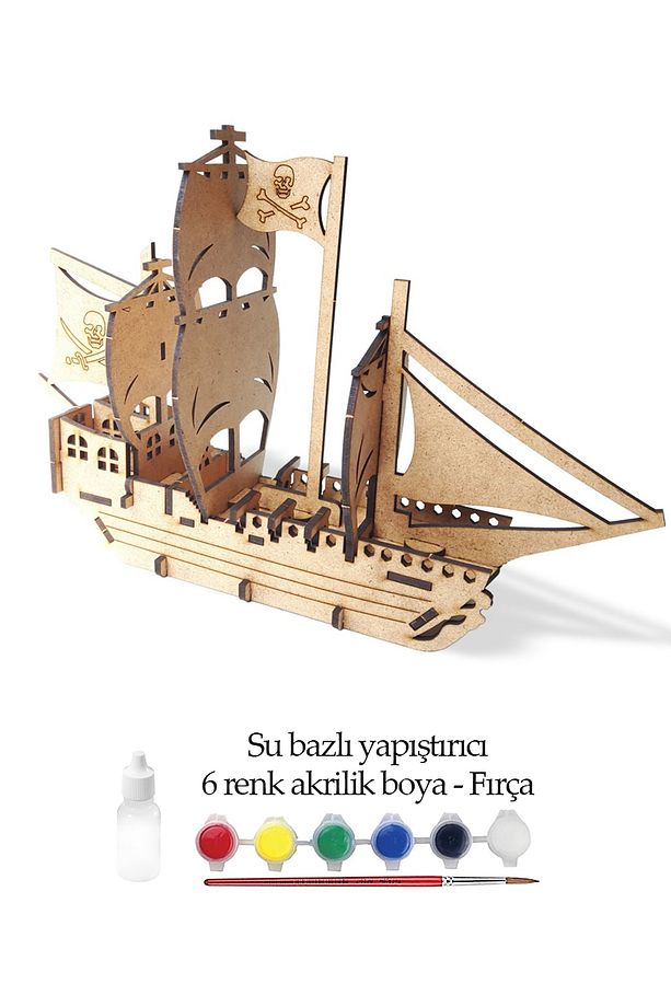 Korsan Gemisi Ahşap Boyanabilir Stem Set - 2