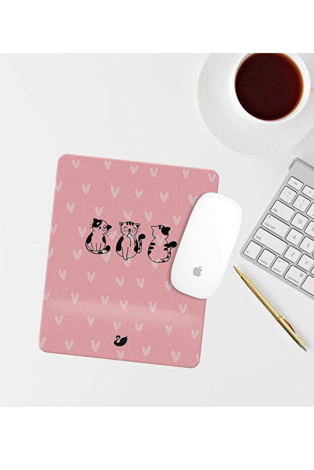 لوحة ماوس مستطيلة الشكل لرسم القطة اللطيفة مع وسادة ماوس تدعم المعصم - 1
