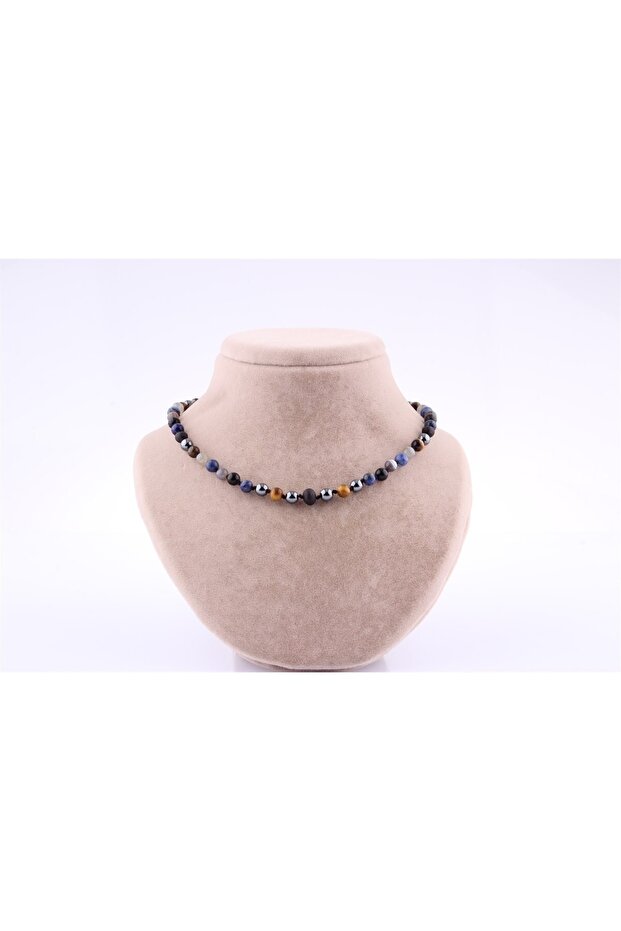 Students' Necklace with Lapis, Sodalite, Amber, Labradorite, Tiger Eye, Bostwana Agate and Hematite