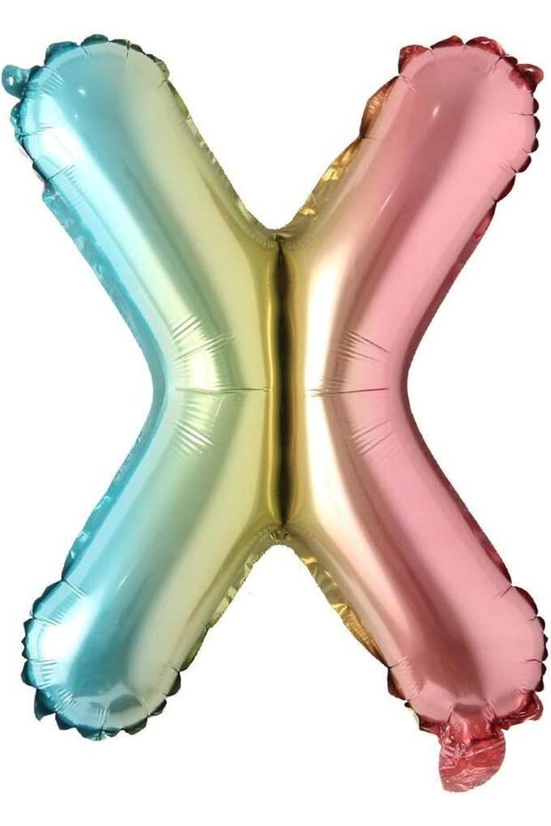 X Letter Rainbow Foil Balloon16 Inch 36 cm