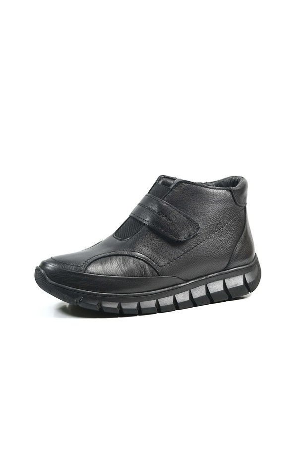 3607 Genuine Leather Black Bone Protruding Velcro Orthopedic Women's Mother Boots