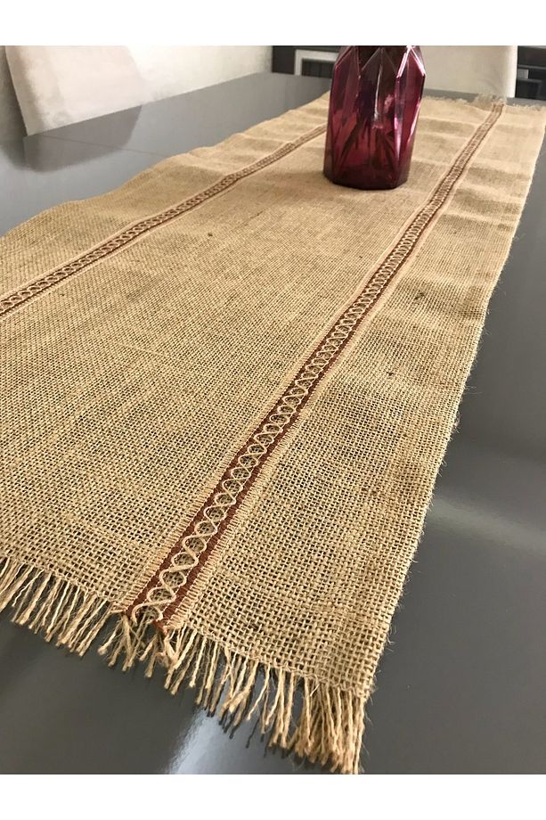 Şeritli Jüt Kumaş Runner 40x140 Cm - 4