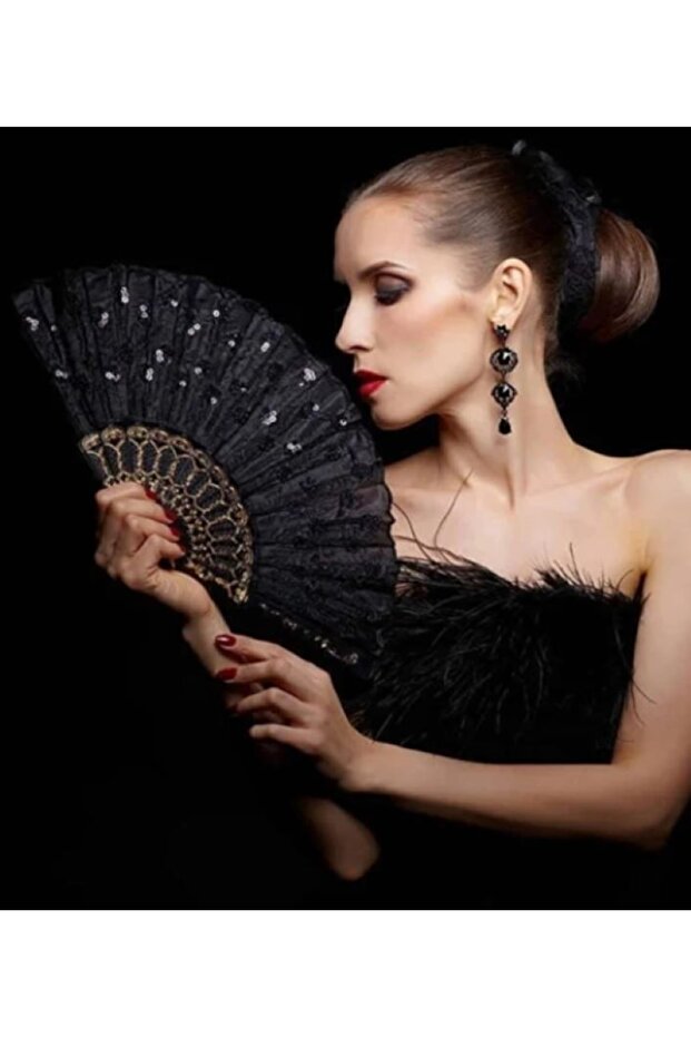 - Şık Siyah Pullu Yelpaze - 2