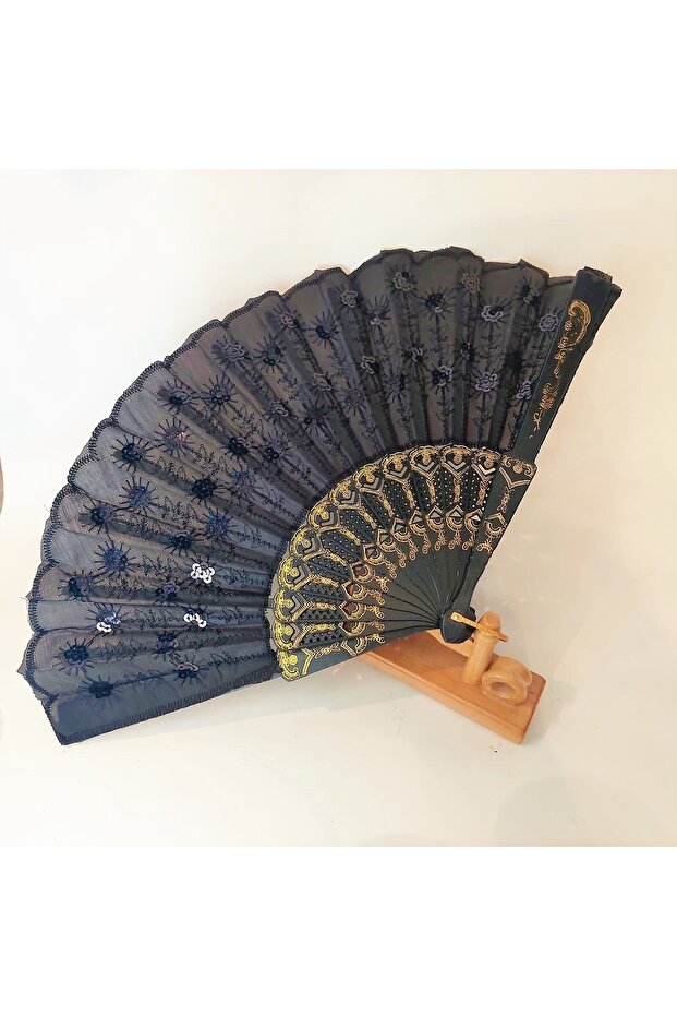 - Şık Siyah Pullu Yelpaze - 3