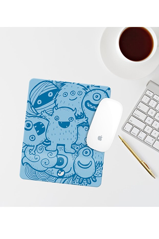 Rectangular Mouse Pad with Doodle Drawing Wrist Support Mouse Pad - 1