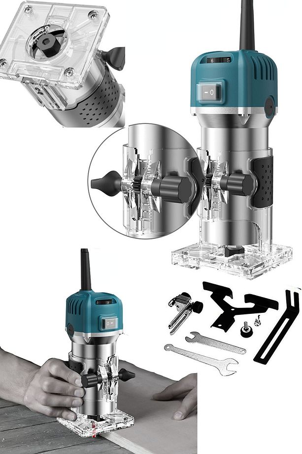 6 Kademe Devir Ayarlı 800w Bakır Sargı Formika Traşlama Freze Makinesi 6mm Pens 2 Yıl Garantili - 3