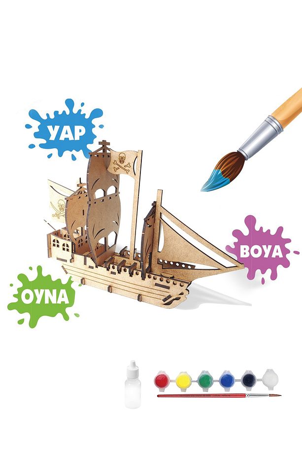 Korsan Gemisi Ahşap Boyanabilir Stem Set - 1