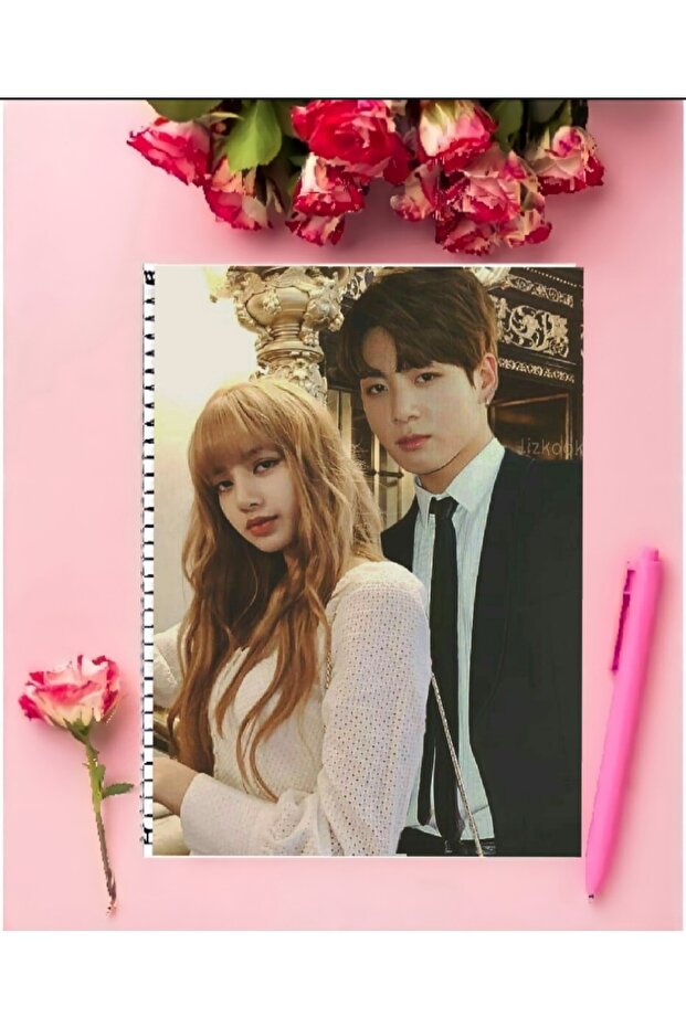 Lisa And Juunkook Notebook 1 Piece Special Design A4 Size 21*29 Cm Wired Checkered Notebook - 1