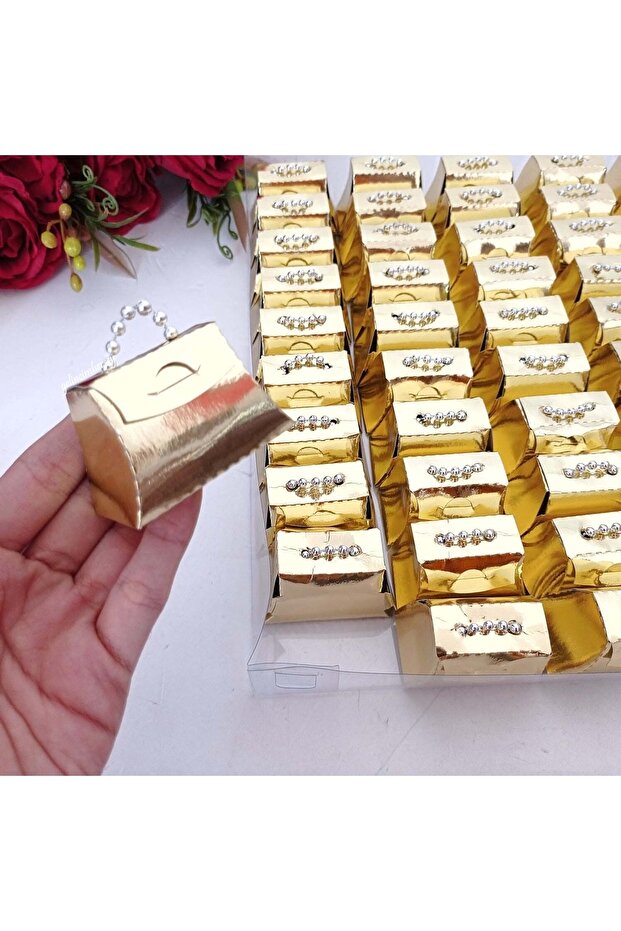 Gold 50 Pieces Mini Bag Shaped Beaded Gift Henna