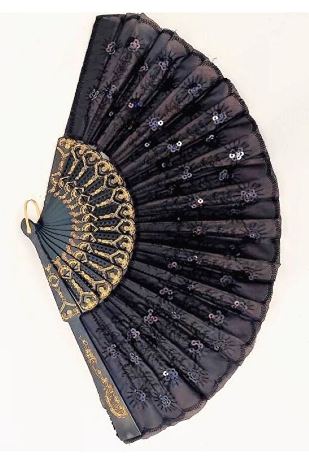 - Şık Siyah Pullu Yelpaze - 1