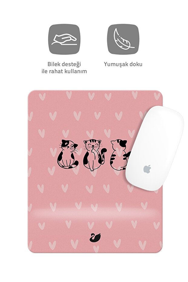 لوحة ماوس مستطيلة الشكل لرسم القطة اللطيفة مع وسادة ماوس تدعم المعصم - 2