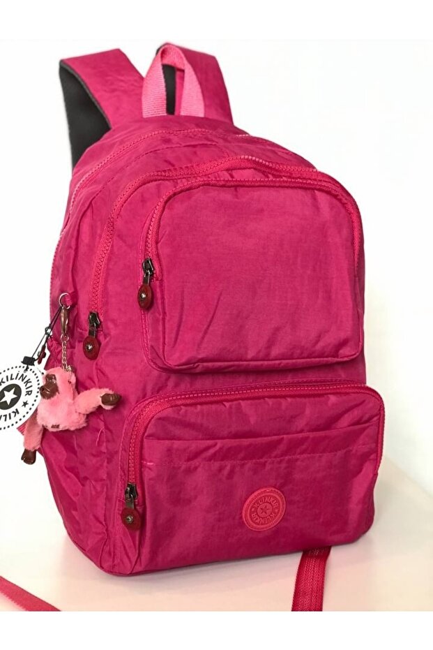 حقيبة ظهر Fcstore Crinkle Fabric مقاومة للماء كبيرة الحجم باللون الوردي / حقيبة مدرسية للكمبيوتر المحمول