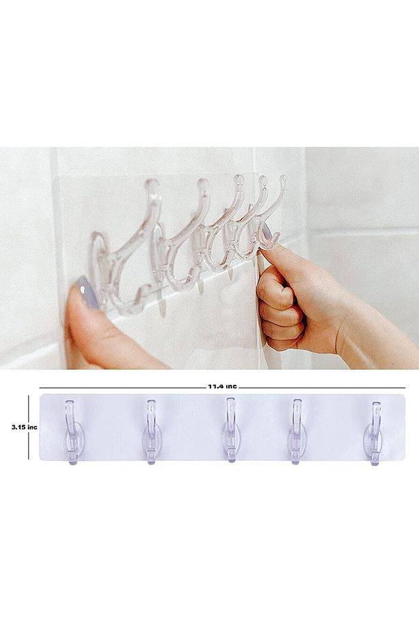 Elbise Askısı Silikonlu 5'li Şeffaf Güçlü Kendinden Yapışkanlı Askılık Kapı Duvar Banyo Askısı - 4