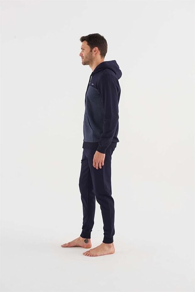 Lacivert Kapüşonlu Spor Eşofman Takım - 2