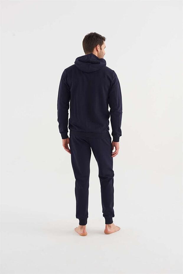 Lacivert Kapüşonlu Spor Eşofman Takım - 3