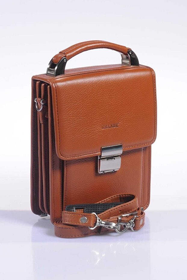4170 100% Genuine Leather Men's Handbag Crossbody Bag Tan
