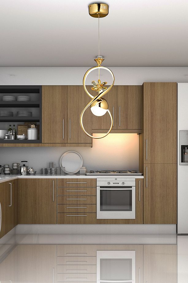 Modern Sarkıt Led Avize Gold Sarı Ledli Avize - 1