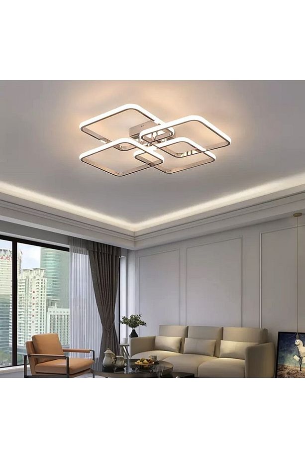 Modern Plafonyer Led Avize Krom Kare Gün Işığı - 1