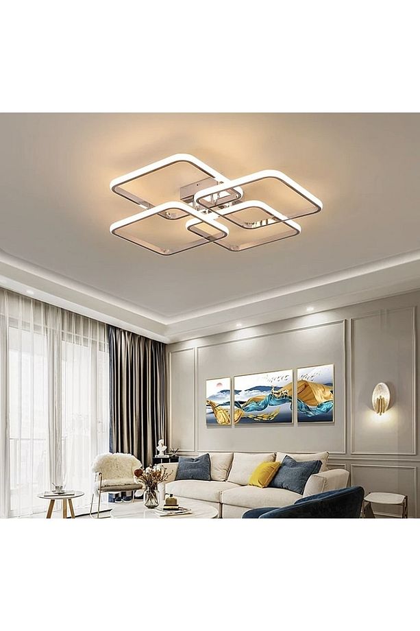 Modern Plafonyer Led Avize Krom Kare Gün Işığı - 3