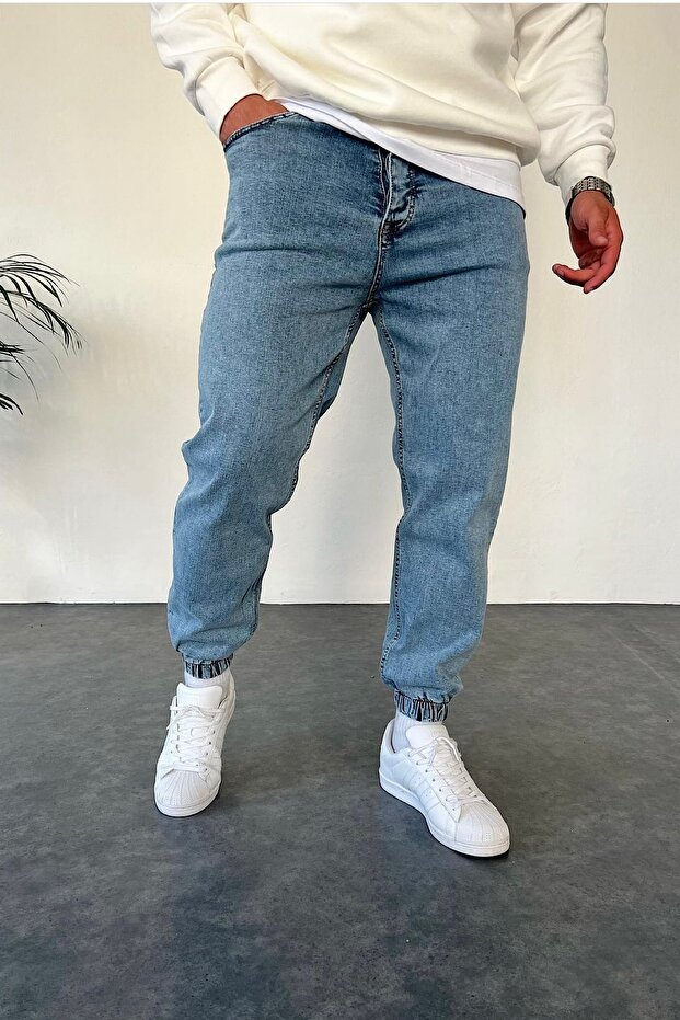 Jogger Paça Lastikli Asit Yıkamalı Kot Pantolon - 2
