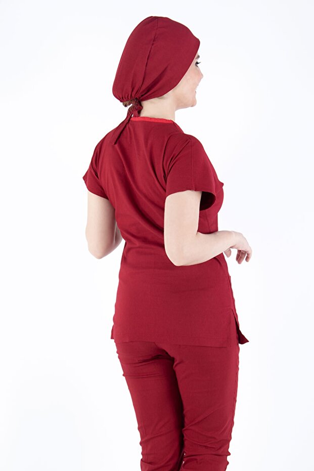 Dark Red Lycra Bonnet (for Long Hair)