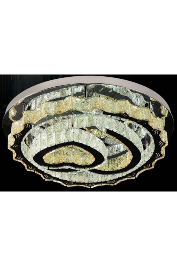 Avize Tepsi Kristal Taşlı Power Ledli Avize Kalpli - 1