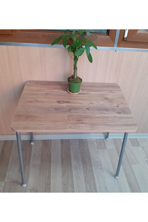 Pratik Katlanır Ayak Mutfak Yemek Masası Balkon Ders Çalışma Piknik Masa 60x80cm Ceviz - 5