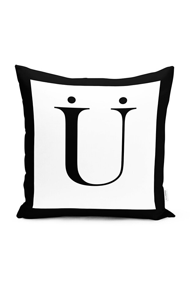 Black and White U Letter Special Design Digital Printed Pillow Cushion Cover