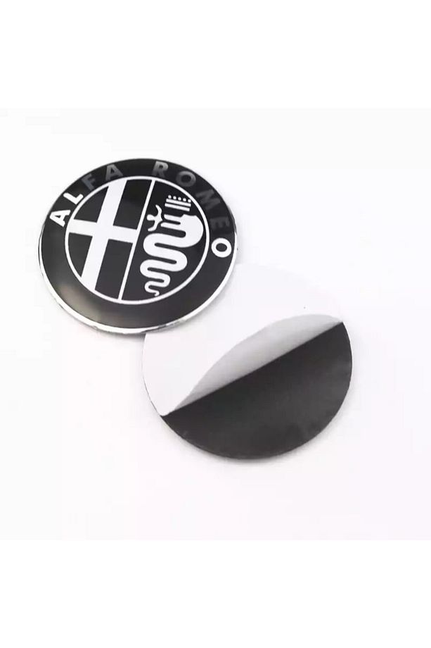 Alfa Romeo Logolu 4 Adet 56mm Jant Göbek Stıcker (SİYAH-GÜMÜŞ) - 2