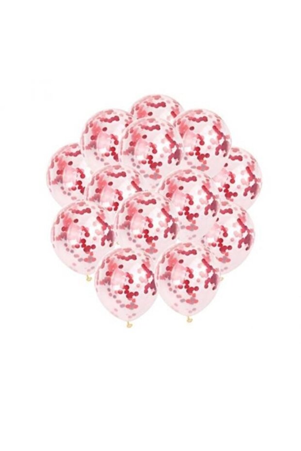 Valentine's Day 10 Pieces Transparent Latex Balloon with Red Confetti