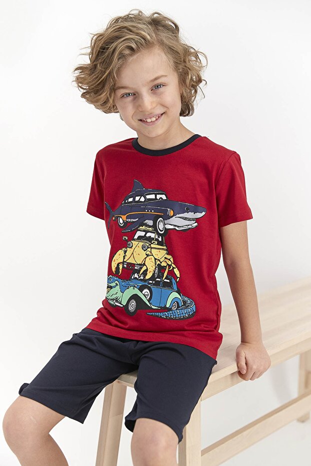 Boy's Bermuda Set Red - 3