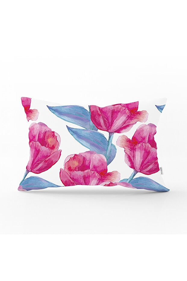 Modern Flower Patterned Digital Printed Rectangular Pillow Throw Pillow Cover - 1