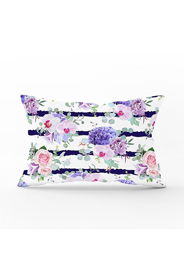 غطاء وسادة مستطيل مزخرف بخطوط أفقية منقوشة على شكل صفير - 1