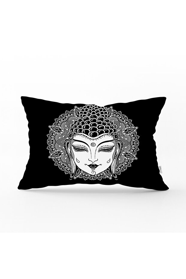 Black and White Digital Printed Special Design Throw Pillow Cover - Rectangle
