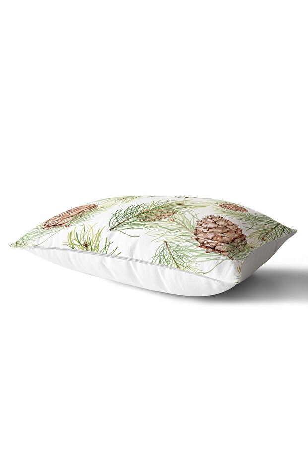 Thin Leaf Patterned Cone on White Background Modern Rectangular Pillow Throw Pillow Cover - 2