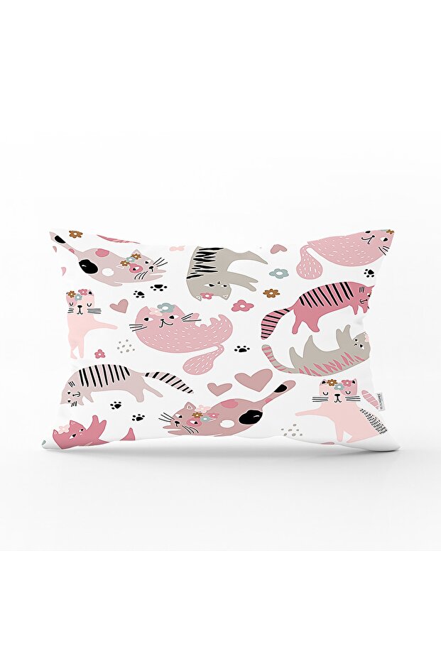 Cute Cat Patterned Digital Printed Modern Rectangular Pillow Throw Pillow Cover