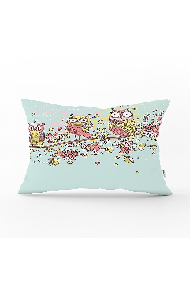 Owl Patterned Digital Printed Decorative Rectangular Pillow Throw Pillow Cover - 1