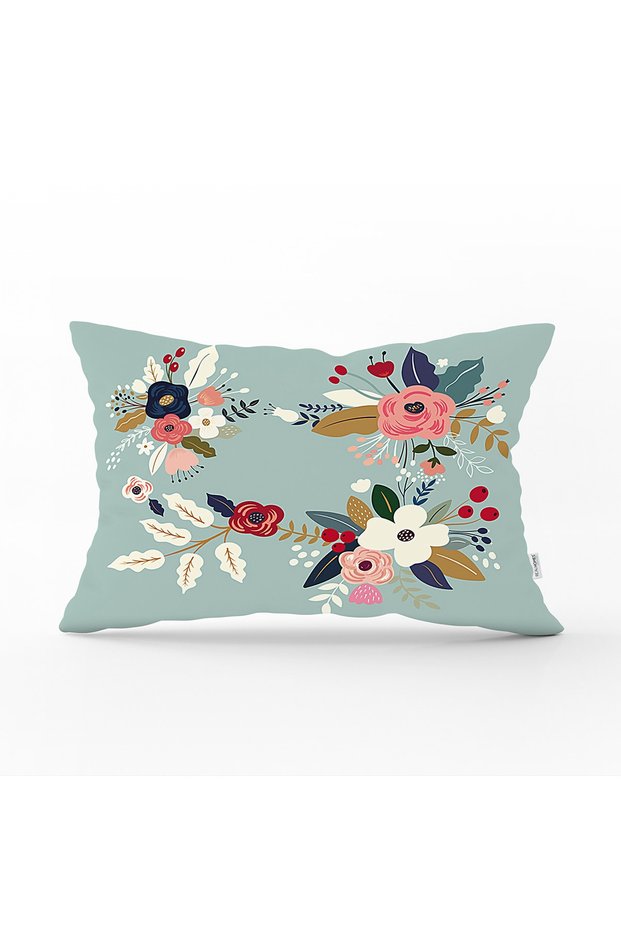 Colorful Floral Pattern Digital Printed Modern Rectangular Pillow Throw Pillow Cover with Colorful Background