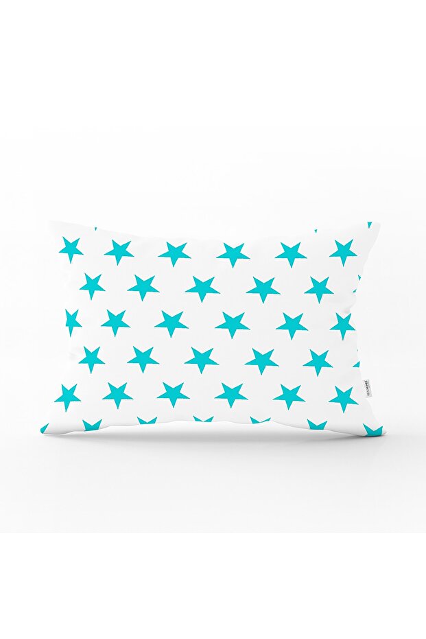 Modern Turquoise Star Printed Rectangular Pillow Case - 1