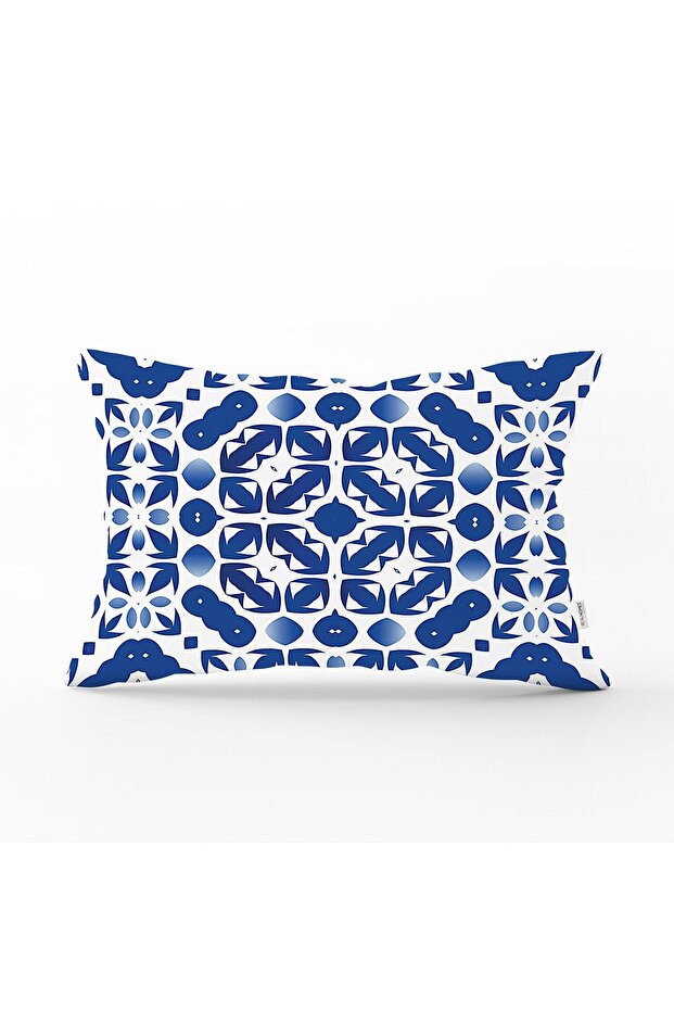 Digital Printed White Tile Patterned Modern Rectangular Pillow - Throw Pillow Cover - 1