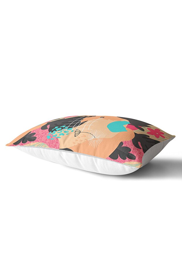 Digital Printed Modern Rectangular Pillow Case with Leaf Pattern on Colorful Background - 2