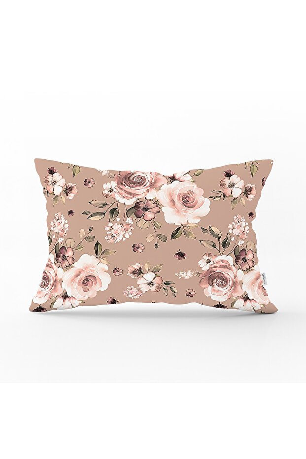 Colorful Floral Patterned Digital Printed Modern Rectangular Pillow Throw Pillow Cover with Pastel Background