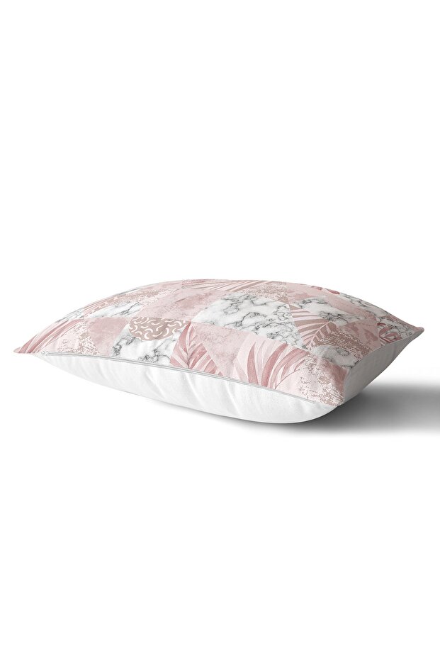 Marble Pattern Themed Geometric Leaf Motif Rectangular Throw Pillow Cover - 2