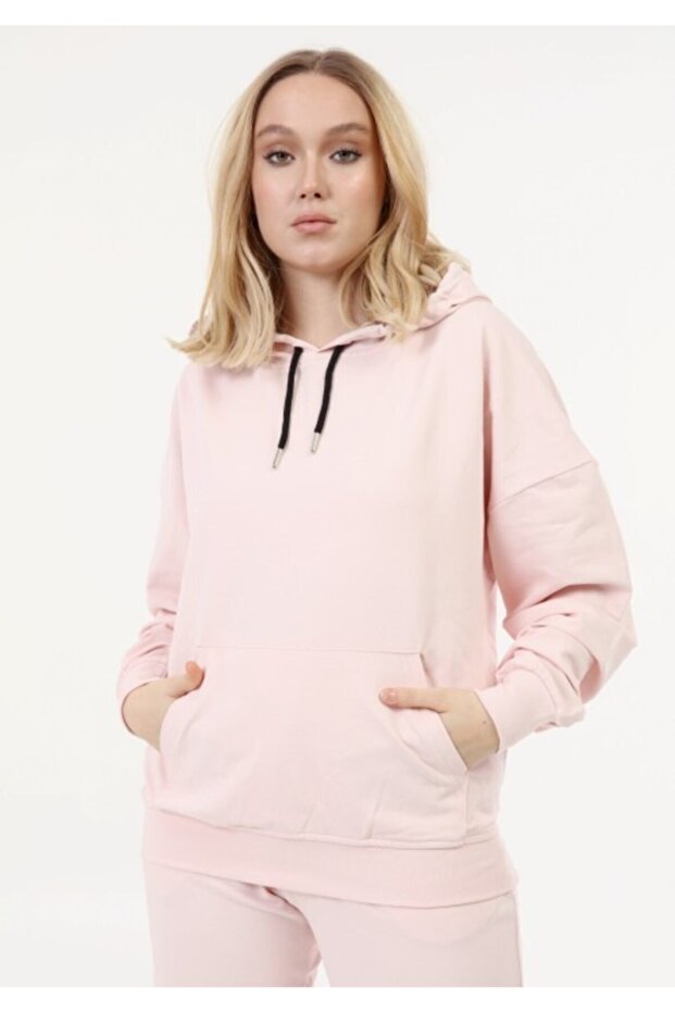 Women's Pink Color Hooded Set