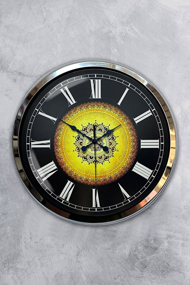 ساعة حائط بنمط عثماني معدني من الكروم مقاس 40 سم - 1