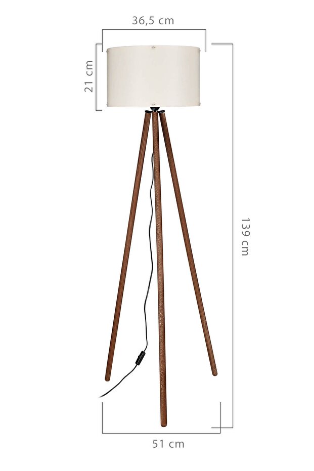 Tripod Lambader Ahşap Ayak Krem Şapka - 2