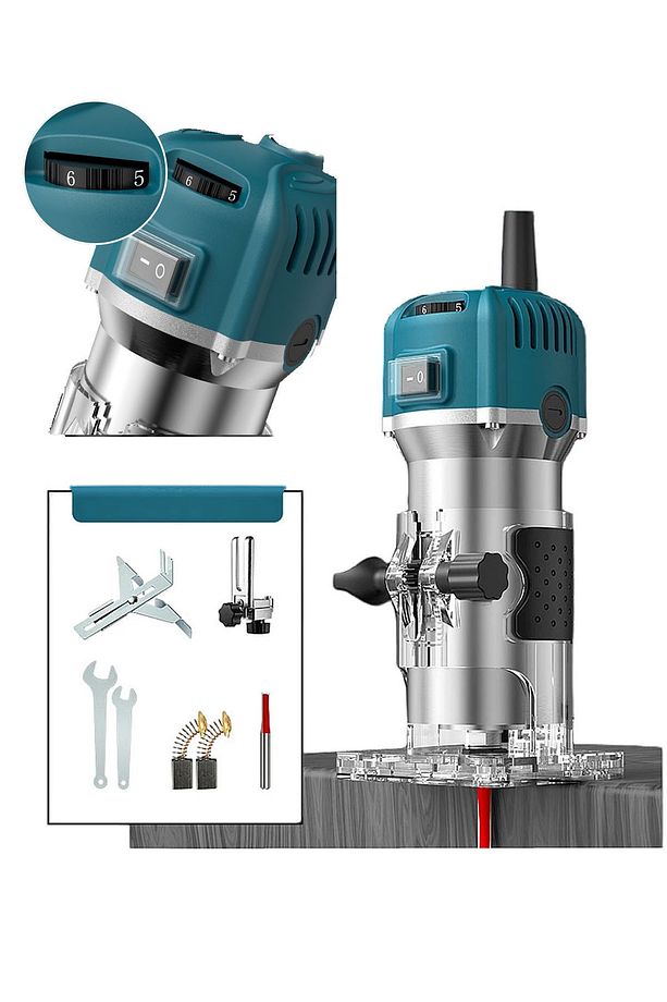 6 Kademe Devir Ayarlı 800w Bakır Sargı Formika Traşlama Freze Makinesi 6mm Pens 2 Yıl Garantili - 1